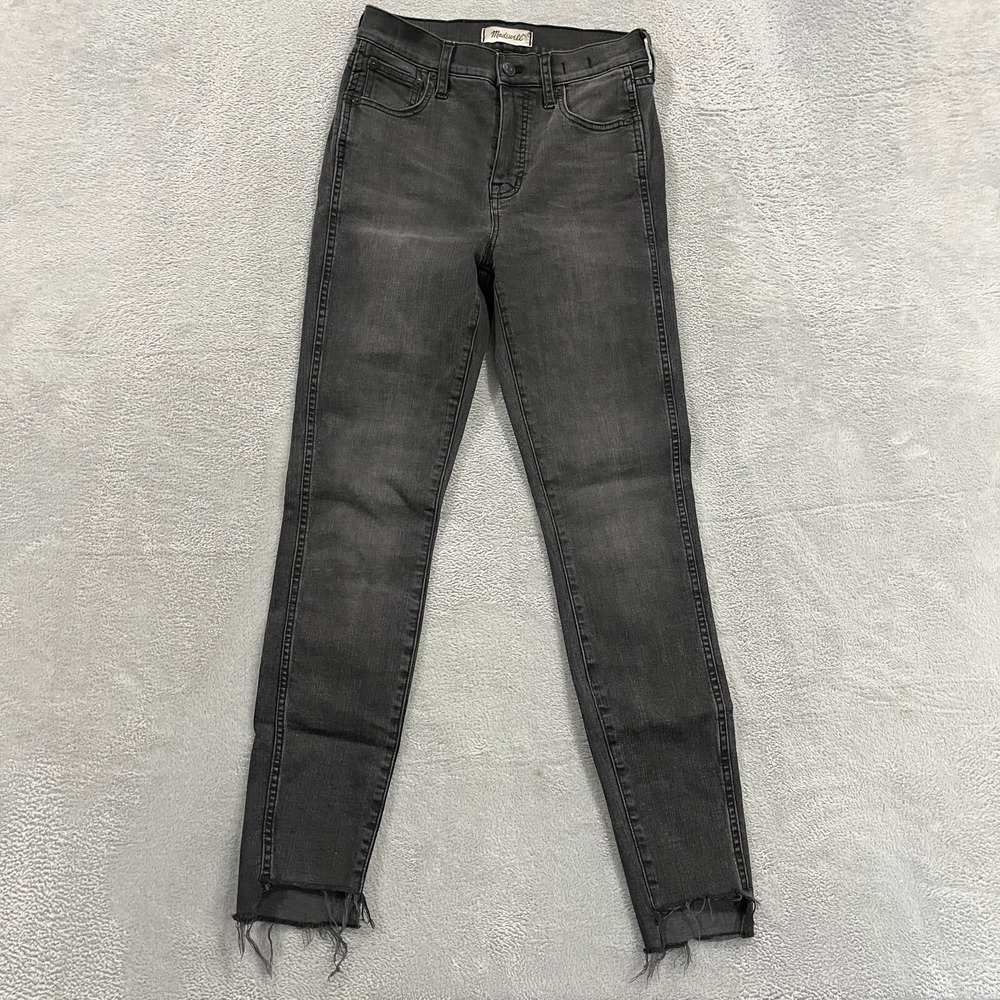 Madewell 10" High-Rise Skinny Jeans Women's 26 Black Distressed Raw Hem